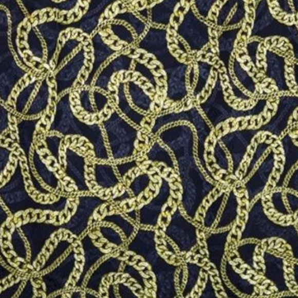 Anne Klein Navy Blue + Gold Chain Miniskirt - Picture 4 of 4